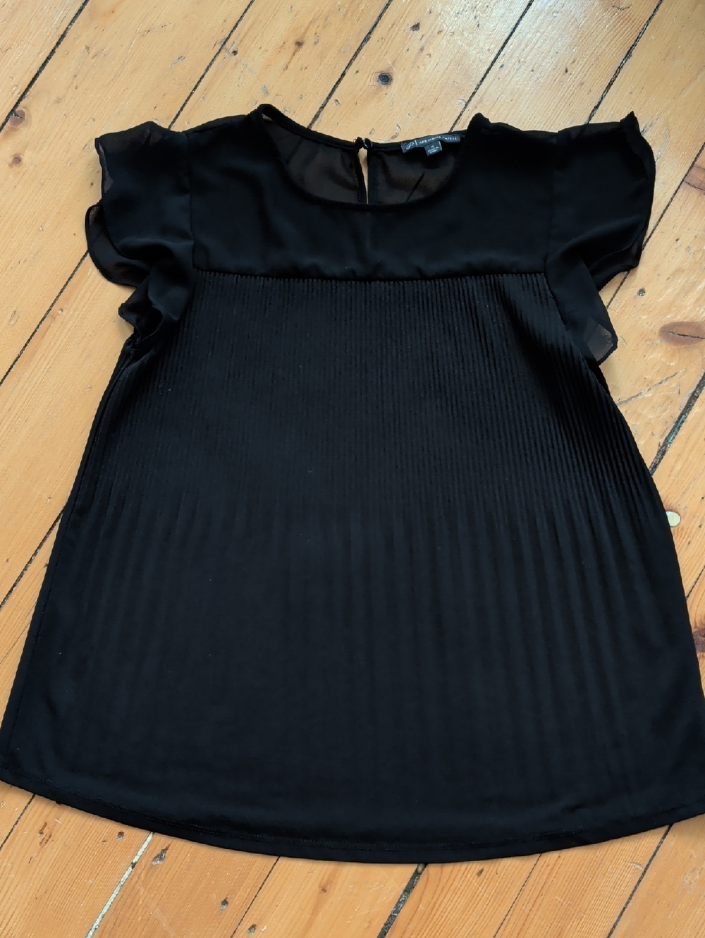 Adrianna Papell Black Sheer Top, M